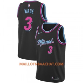 Maillot NBA Miami Heat Dwyane Wade 3 2018-19 Nike City Edition Noir Swingman - Homme